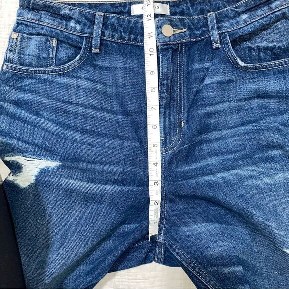 GUESS High Waist Ankle Cropped Raw Hem Frayed Edge Ripped Distressed Straight - Picture 11 of 12